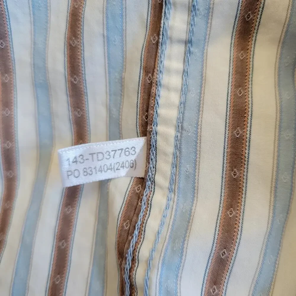 TOMMY BAHAMA Shirt Mens Large Jeans Island Modern Fit Blue Brown Striped Cotton - Picture 14 of 15